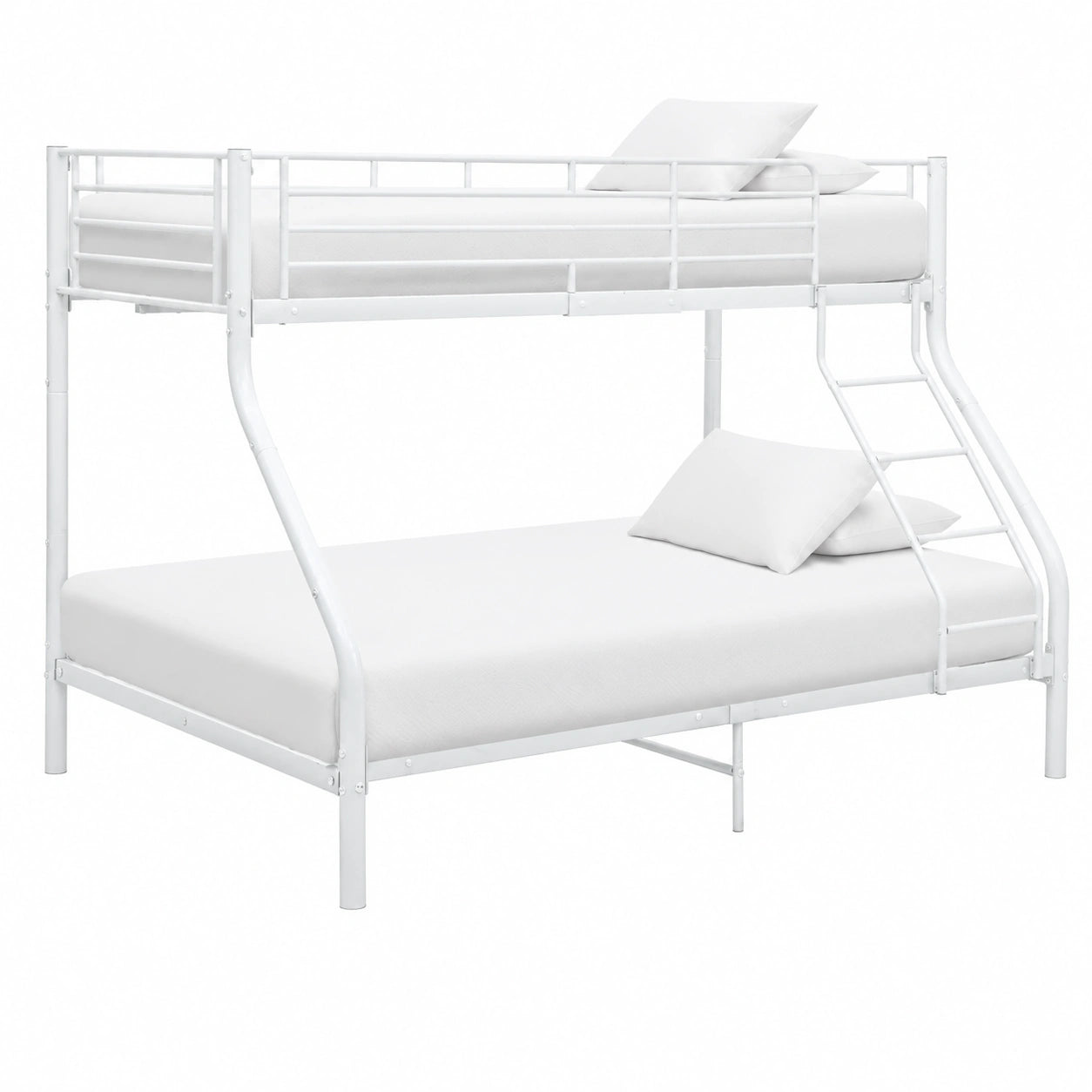Metall-Etagenbett für Kinder, Schwarz/Weiß, 140x200 cm + 90x200 cm, robustes Hochbett für Kinderzimmer