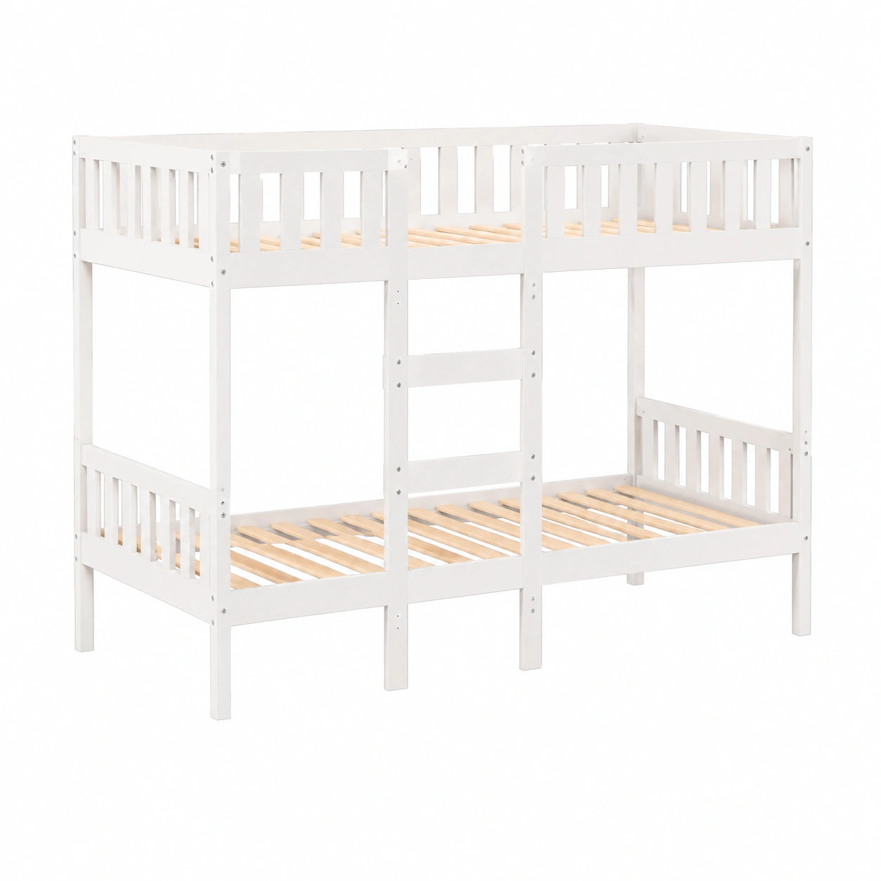 Holz-Etagenbett für Kinder mit Rausfallschutz und Leiter, 90x190 cm, weiß
