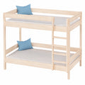 Holz-Etagenbett für Kinder 180x90 cm mit Schaumstoffmatratzen und Fallschutz, Eichenholz