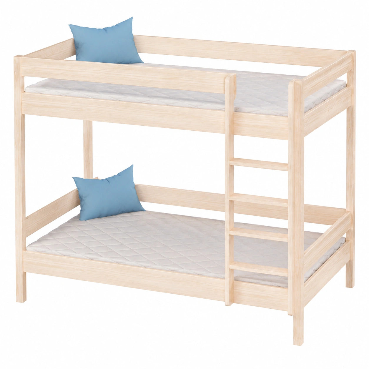 Holz-Etagenbett für Kinder 180x90 cm mit Schaumstoffmatratzen und Fallschutz, Eichenholz