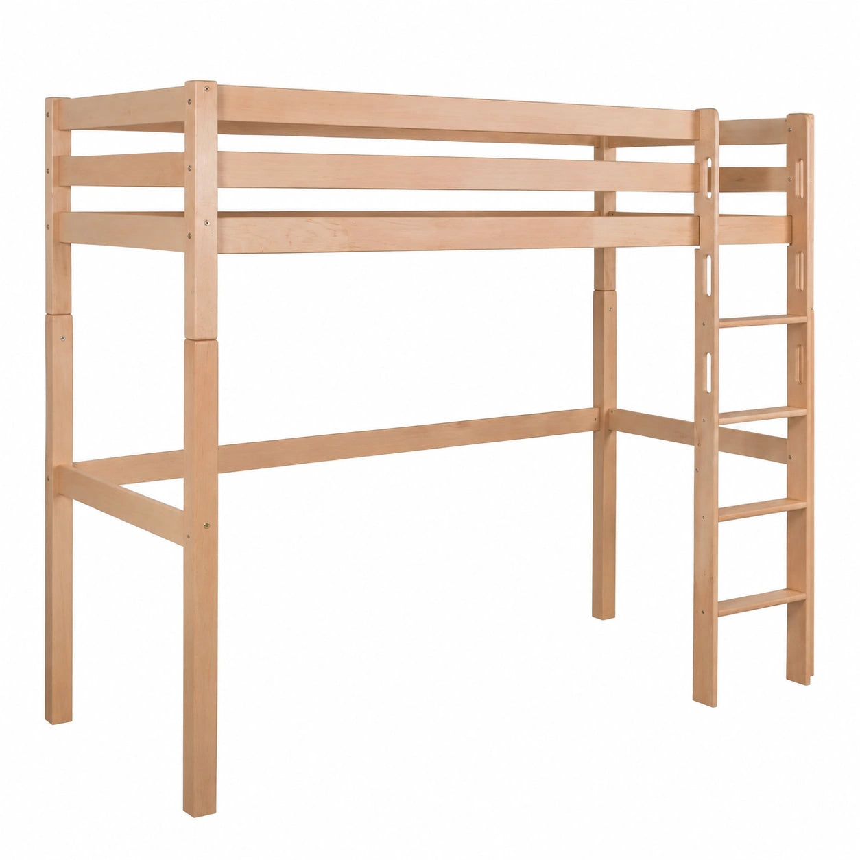 Hochbett für Kinder aus massivem Buchenholz, 90x200 cm, natur lackiert