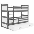 Kiefernholz Etagenbett 200x90 cm für 3 Kinder mit Schlafschublade, Lattenrost und Rausfallschutz