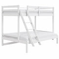 Kinder Hochbett 90x200 mit geräumigem Unterbett 140x200, EN 747 zertifiziert, stabil und robust, Weiß
