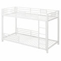 Stabiles Metall-Etagenbett 90x200/140x200 cm, Eckdesign, Sicherheitsschutz, inkl. Lattenrost, ohne Matratzen, Weiß