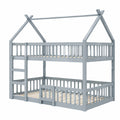 Massivholz Etagenbett 140x200 cm für Kinder, inkl. Rausfallschutz und Lattenrost, Familien- und Jugendbett, Spielhochbett, grau