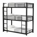 Robustes Metallbett 90x200cm für Kinder und Erwachsene - Schwarz