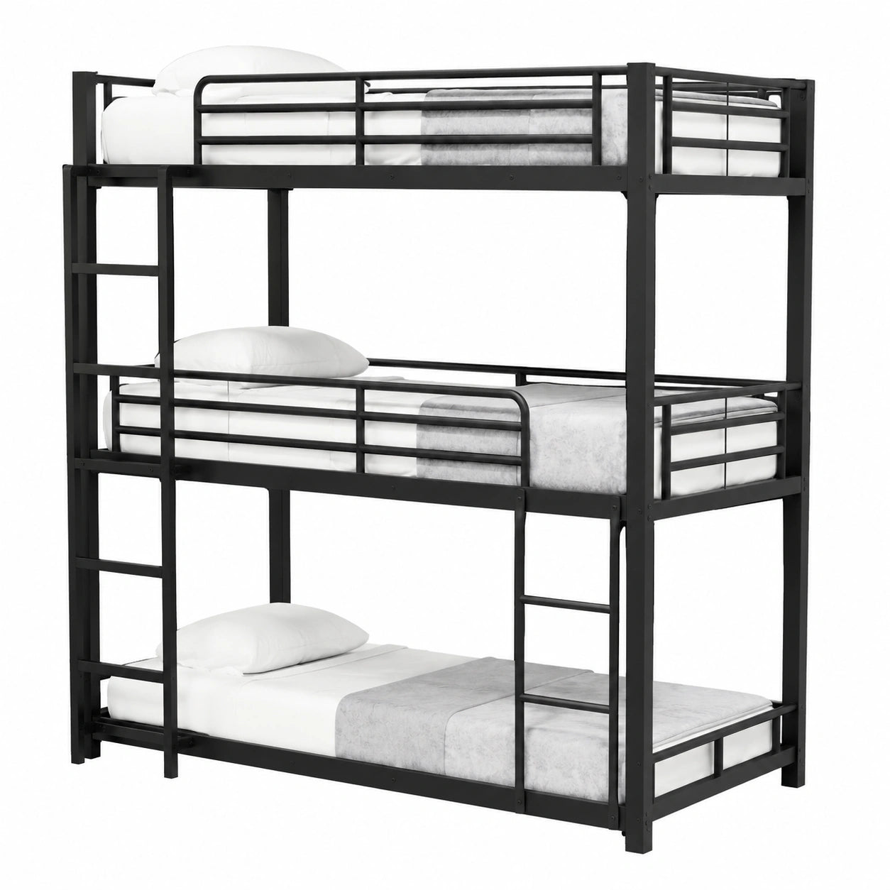 Robustes Metallbett 90x200cm für Kinder und Erwachsene - Schwarz