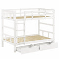 Massivholz-Etagenbett 90x200 cm für Kinder, umbaubar zu Einzelbetten, mit Leiter und Schubladen