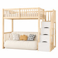 Multifunktionales Hochbett 90x200 aus Kiefernholz mit Treppe und Stauraum