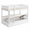 Hochbett 90x200 cm mit 2 Lattenrosten, Stauraumbett für Kinder und Jugendliche, Weiß