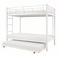 Hochbett aus Metall mit Ausziehbett und Leiter, platzsparendes Etagenbett 140x200 für Kinder, Jugendbett mit Sicherheitsgitter, ohne Matratze, Weiß