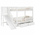 Hochbett für Kinder 90x200 cm mit Rutsche und Treppe, Stauraum-Schubladen, Weiß