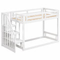 Hochwertiges Etagenbett für Kinder 90x200 mit Treppe, Jugendhochbett inklusive Lattenrost, ohne Matratze, Weiß