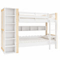 Merax Etagenbett 90x200cm mit Kleiderschrank und Regalen, platzsparendes Kinderhochbett mit Sicherheitsschutz