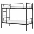 Metall-Etagenbett für Kinder und Jugendliche, 90x200 cm, mit Leiter und Rausfallschutz, Schwarz