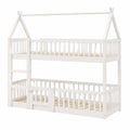 Robustes Etagenbett 140x200 cm aus Massivholz, Familien- und Spielbett für Kinder, Hochbett inklusive Lattenrost und Fallschutz in Weiß